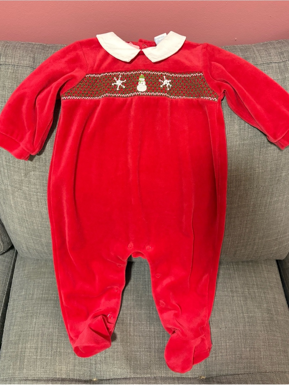 Red Velvet Holiday Smocked Baby One-Piece Footies (3 for $15)